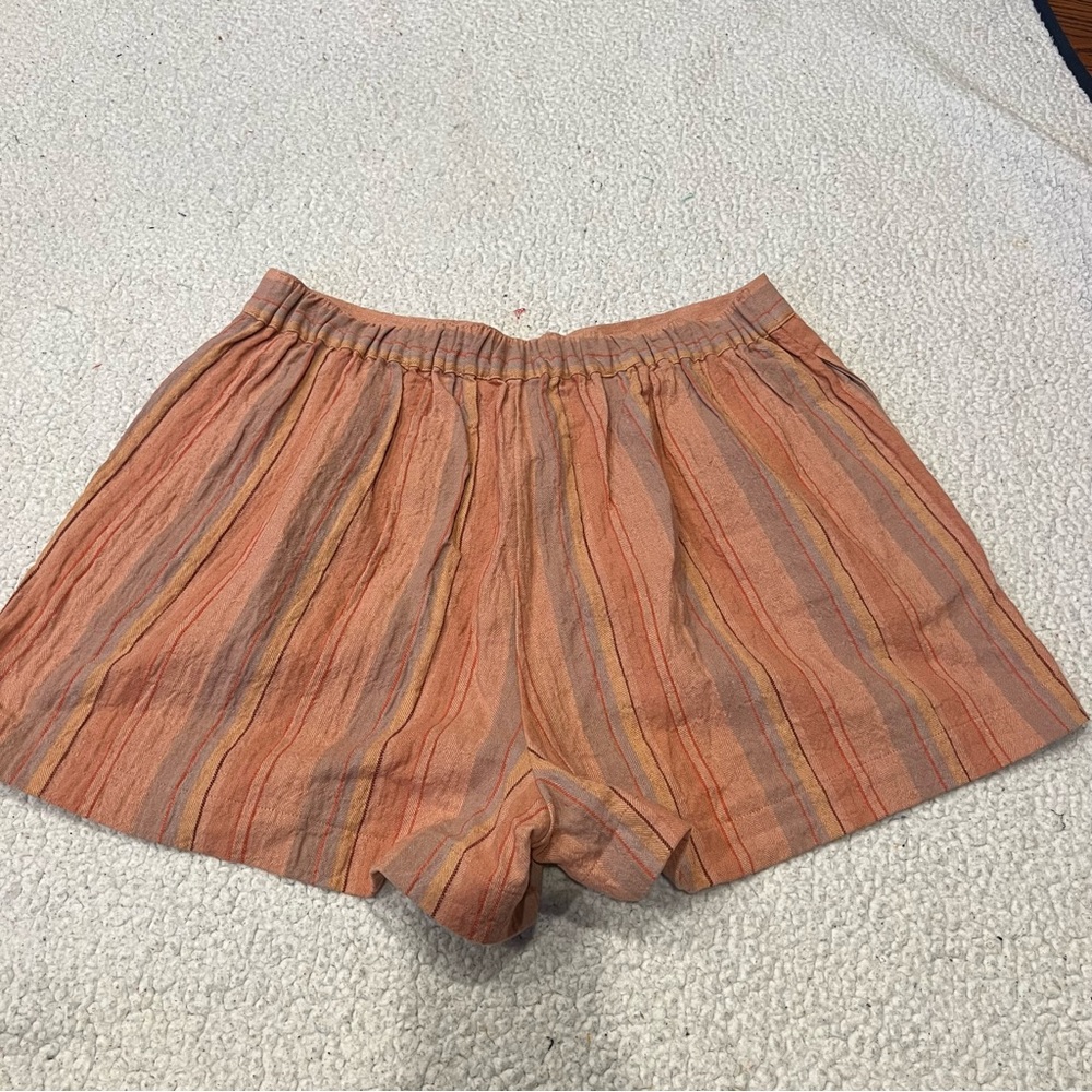 EUC Madewell Clean Pull-On Shorts in Herringbone Stripe Linen Blend - Picture 5 of 6